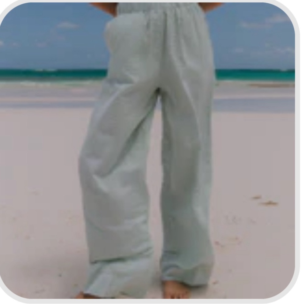 Daily Drills Seersucker Resort Pants - Light Green/White Stripe M/L